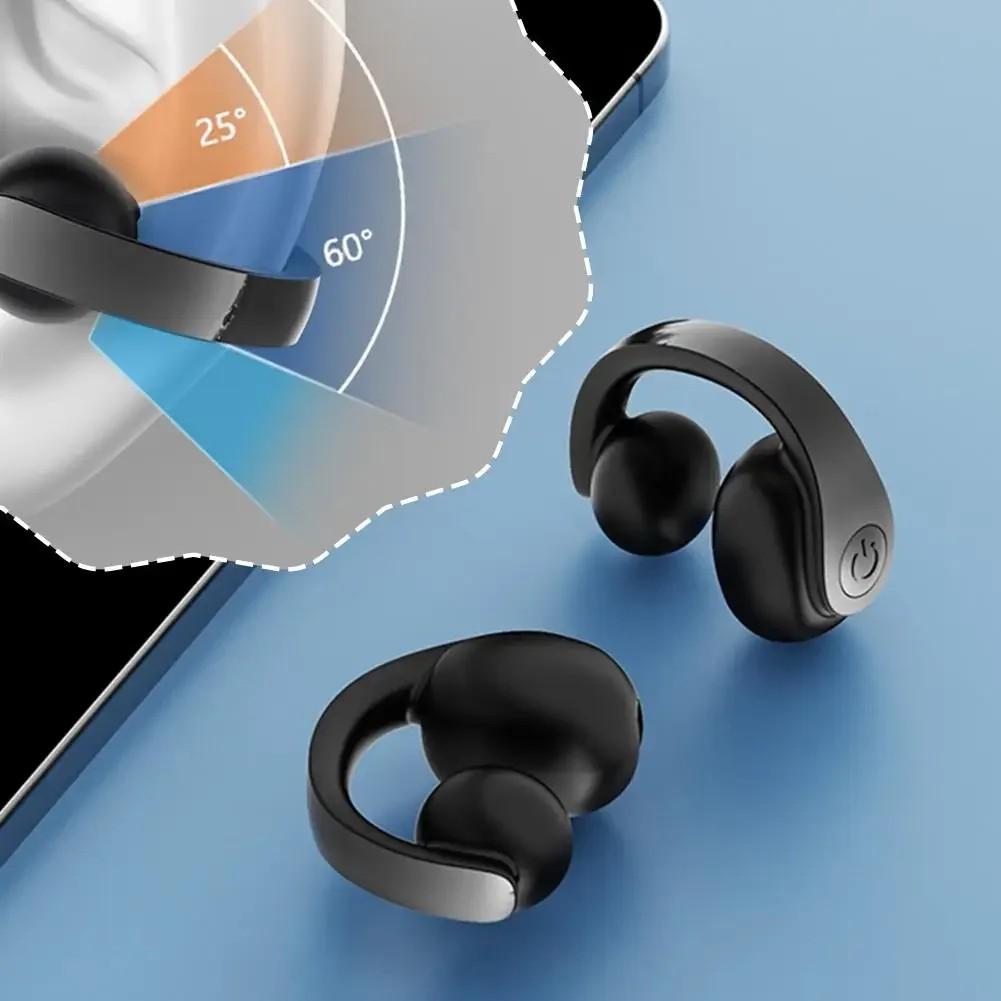 Bluetooth 5.4 Einzel-Ohrhörer Ohrclip Schmerzfreies Tragen Sport-Headset mit HD-Mikrofon Low-Latency-Ohrhörer
