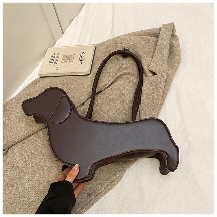 Three-dimensional Dachshund Shoulder Bag PU Leather Retro Dog Shaped Handbag Korean Design Underarm Bag Funny Cartoon Purse Sac