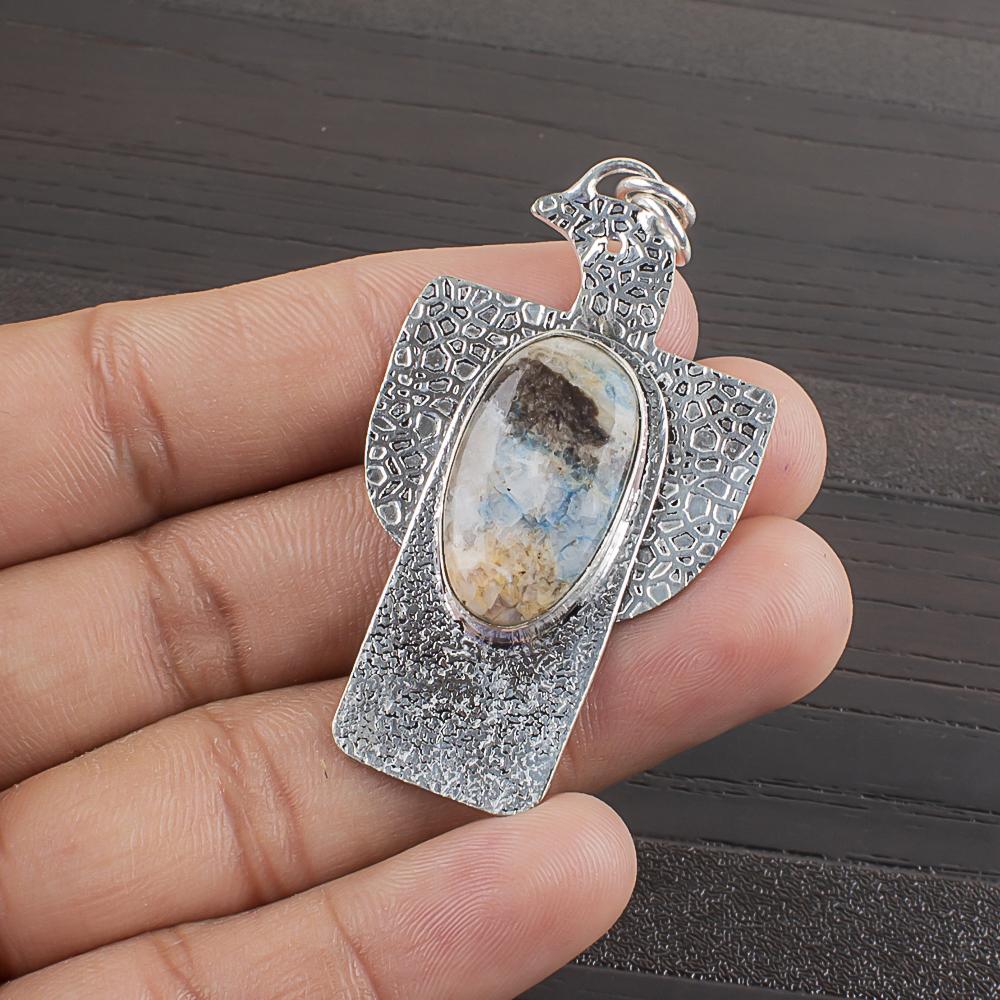 Natural Neon Apatite Gemstone 925 Sterling Silver Jewelry Designer Pendant 2.11  AJP-2290