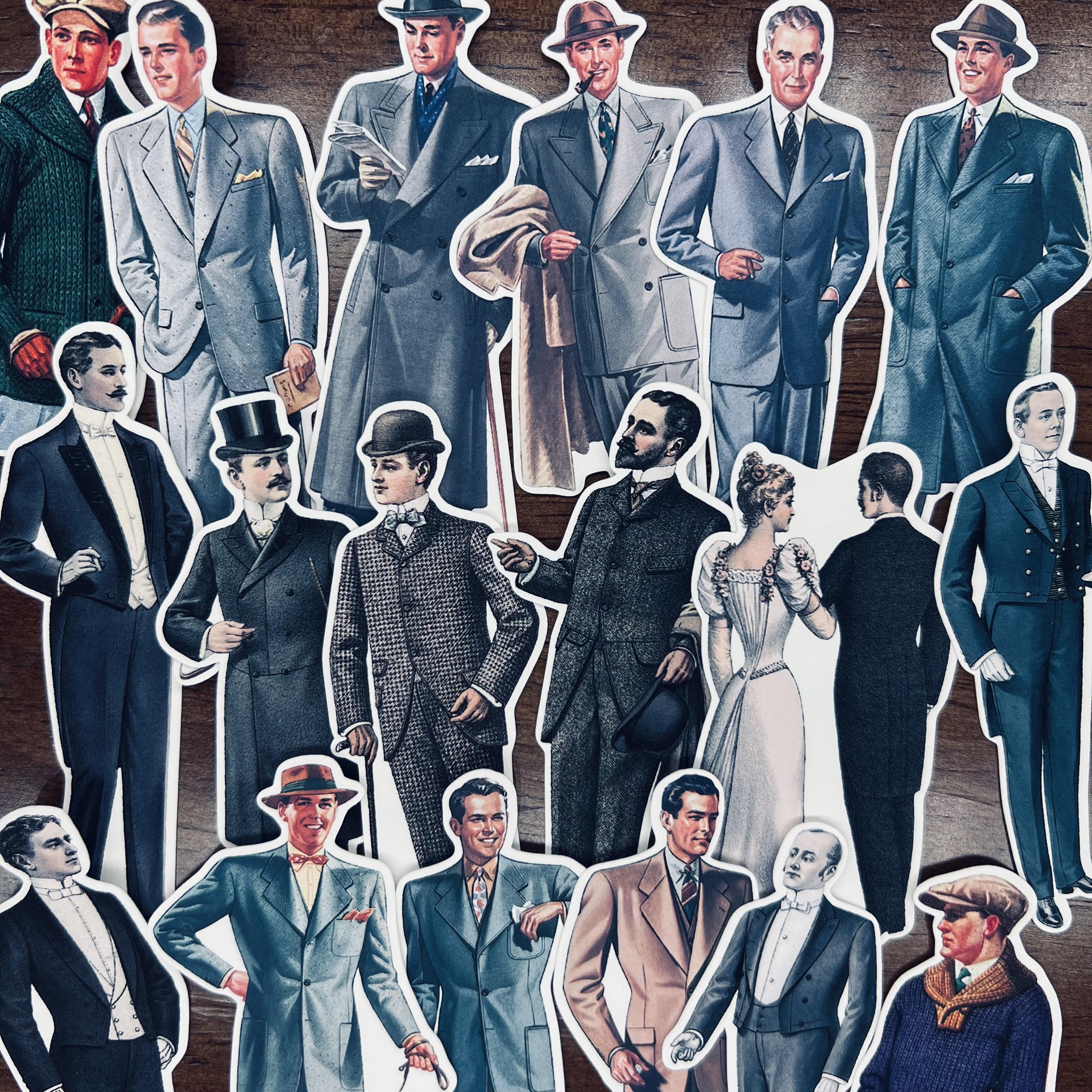 

19PCS Vintage Gentleman Stickers DIY Scrapbooking Journal Collage Phone Diary Album Happy Planner Decoration матово-белый
