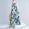 Women's Literary Loose Sleeveless Midi Dress - Summer 2025 Print