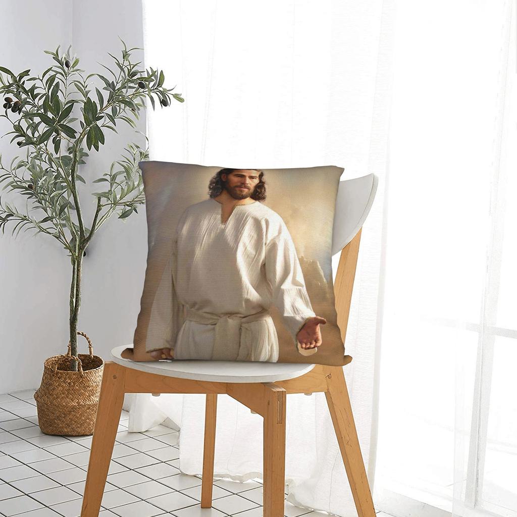Jesus Christus Gott Jesus Quadratische Kissenbezüge Polyester Zimmer Christliche Kissenbezüge Kreative Dekor Kissenhülle 40*40