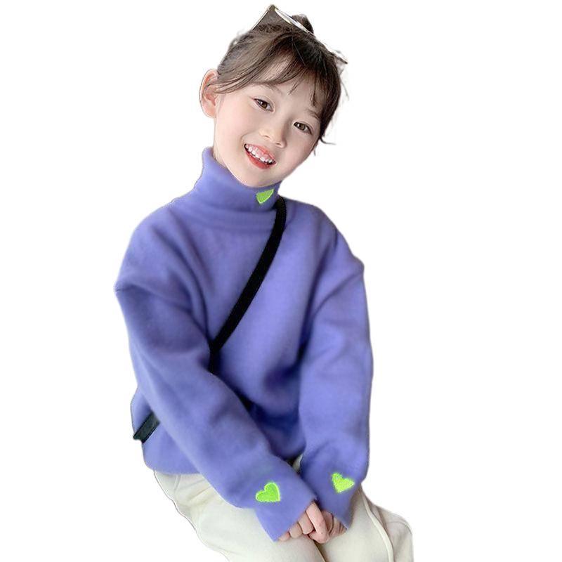 Girls' High Neck Thermal Top - Autumn/Winter Long Sleeve, Plus Velvet, Warm Base Layer
