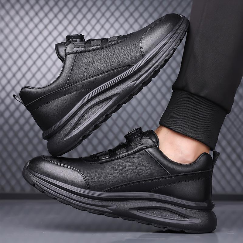 Low-top soft-soled cushioning sneakers outdoor street photography, light and comfortable rotating button leather casual shoes