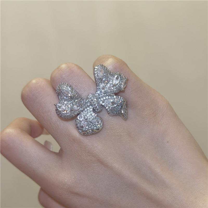 Sweet Butterfly Bow Openable Ring - Light Luxury Fairy Style Adjustable Open