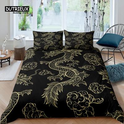 Home Living Luxe 3D Dragon Ensemble de Literie Housse de Couette Ensemble Taie d'Oreiller Ensemble de Literie pour Enfants Taille Queen et King EU/US/AU/UK
