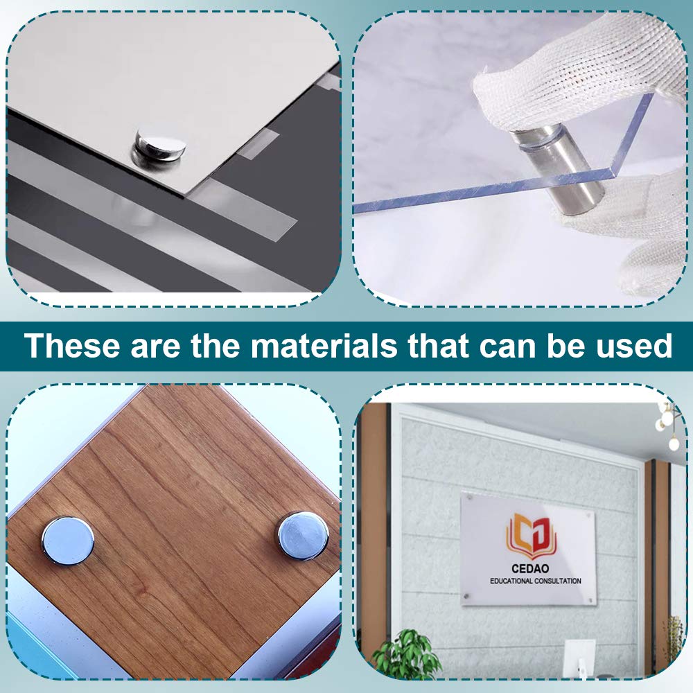 Stainless Steel Standoff Screws, 20Pcs 1/2 x 1 Inch Wall Standoff Sign Holders, Mounting Glass Hardware for Hanging Acrylic Picture Frame,