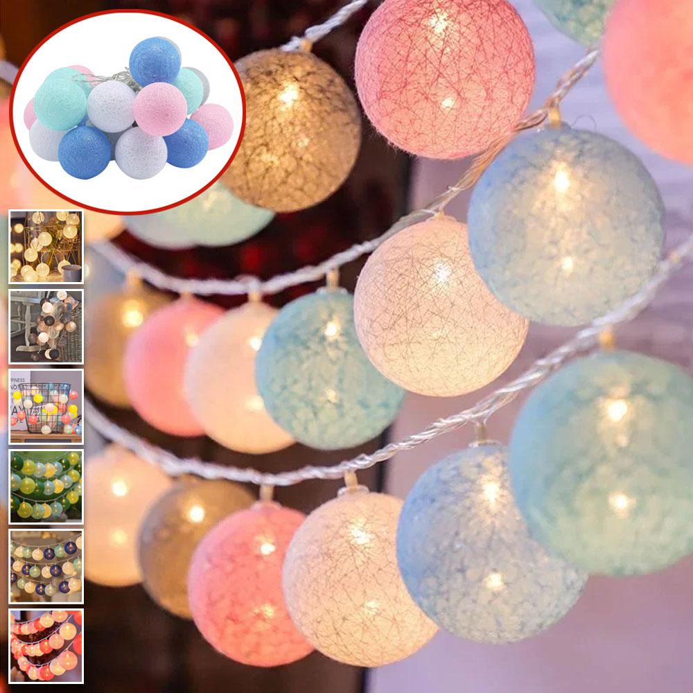 3CM Cotton Balls String Lights Garland Fairy Street Lights Christmas Decorations for Home Outdoor Wedding Garden Patio Lights