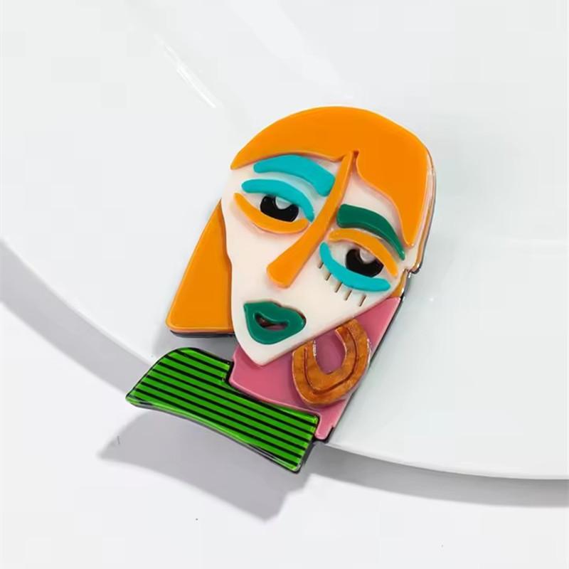 Cute Abstract Lady Acrylic Brooches Pins for Women Personalized Funny Cartoon Girls Figure Resin Badge Jewelry Accessories Gifts