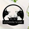Custom Black Cat Trio Metal Wall Art, Personalized Names Sign, Rustic Home Decor for Veranda Yard, Gift
