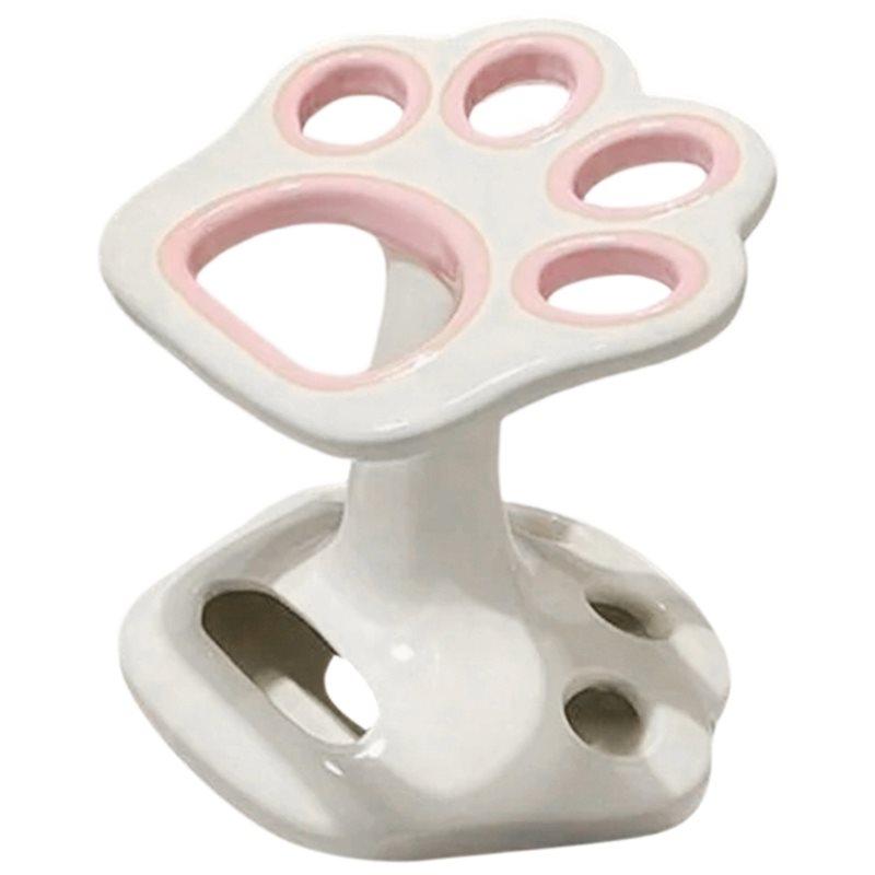 

A84E-Форма лапки кошки Держатель для зубных щеток Без сверления Основание держателя для зубных щеток Хранение кистей для макияжа Аксессуары для ванной B