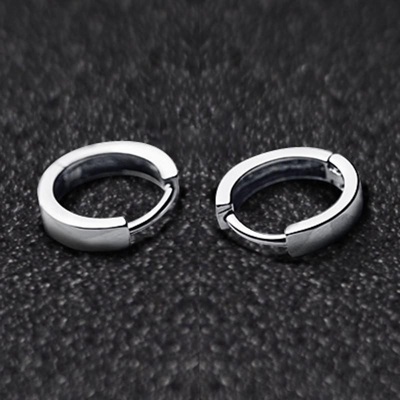 Silver Plated Men's Trendy Stud Earrings - Bad Boy Style Hoops Jewelry