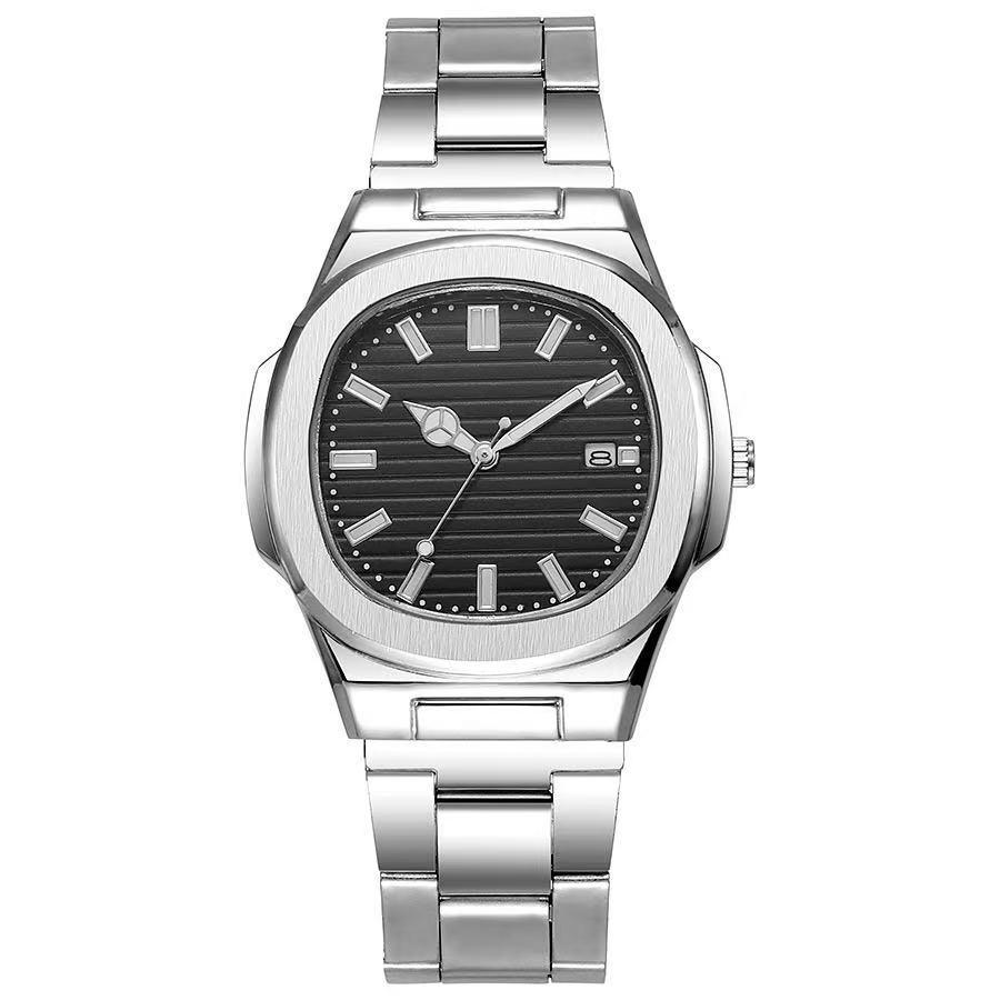 2026 Men's Quartz Watch: Steel Band, Square Calendar, Cross-Border Hot Fashion.
