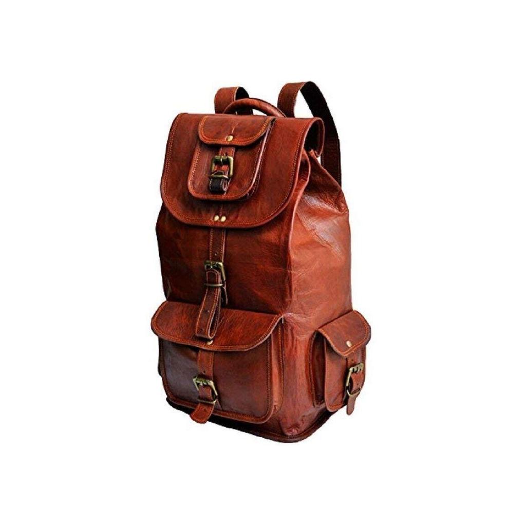 Echtes Ziegenleder, großer Vintage-Rucksack für Herren, Reiserucksack, Laptop-Sporttasche