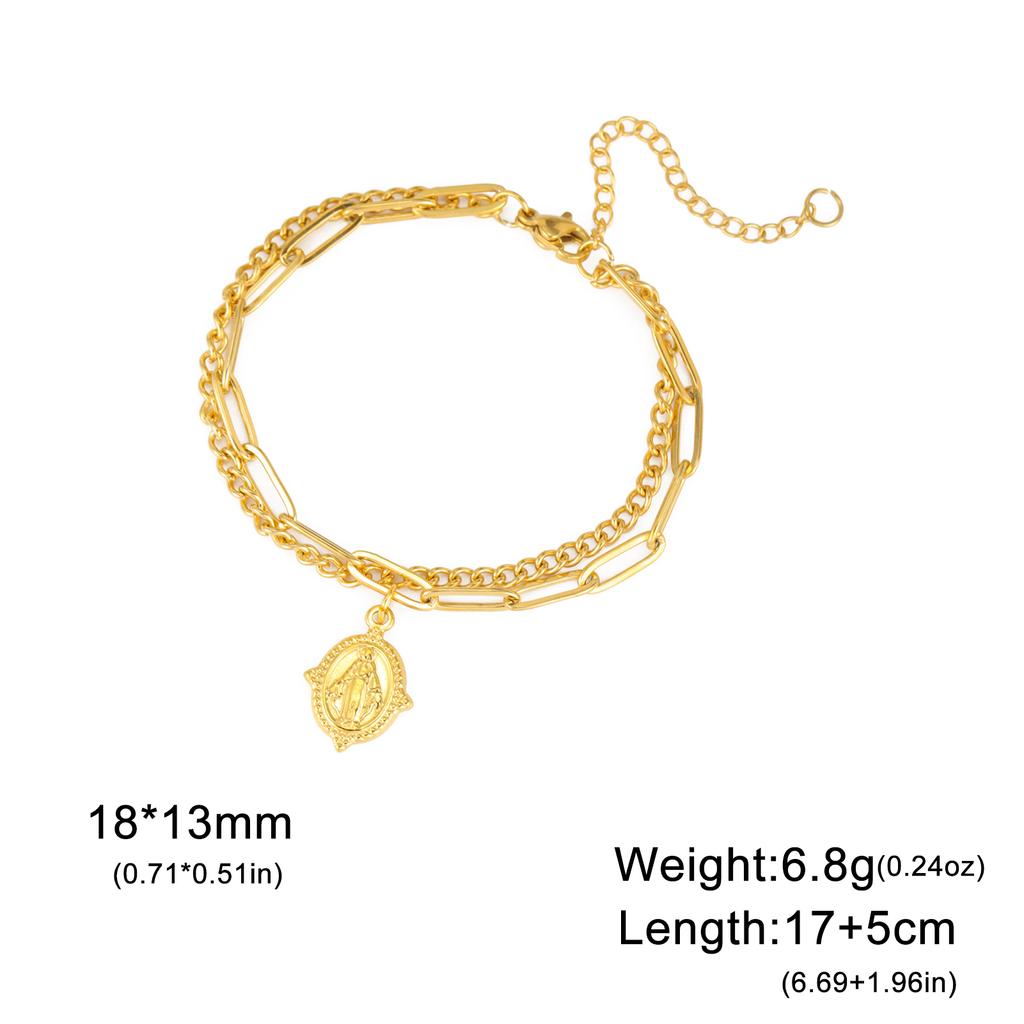 Bracciale Vergine Maria Benedetta Jeshayuan per Donna Colore Oro Braccialetti Madonna Amuleti Cristiani in Acciaio Inossidabile Gioielli Regalo