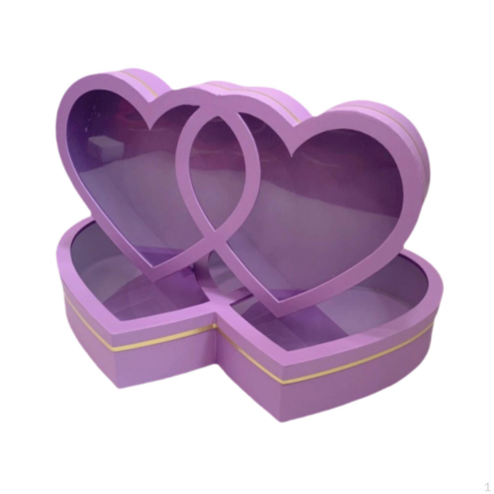 

2 шт. Подарункова коробка у формі серця для жіночої упаковки цукерок до Дня святого Валентина фіолетовий