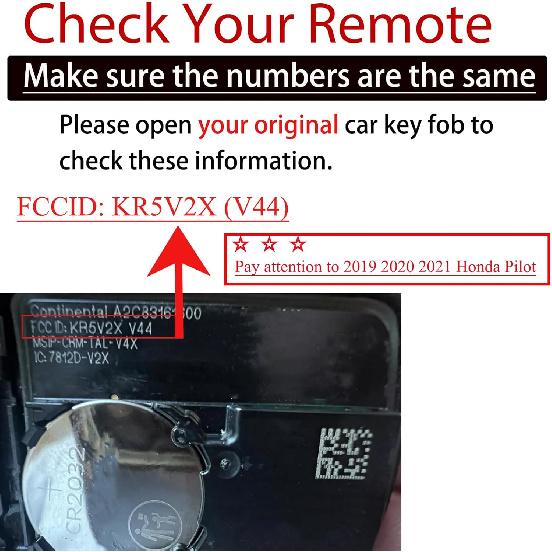 MechanMagic Key Fob Remote Replacement Fits for Honda Civic 2018-/CR-V 2017-/Pilot 2016- KR5V2X(V44) Smart Proximity Keyless Entry Remote Control 47