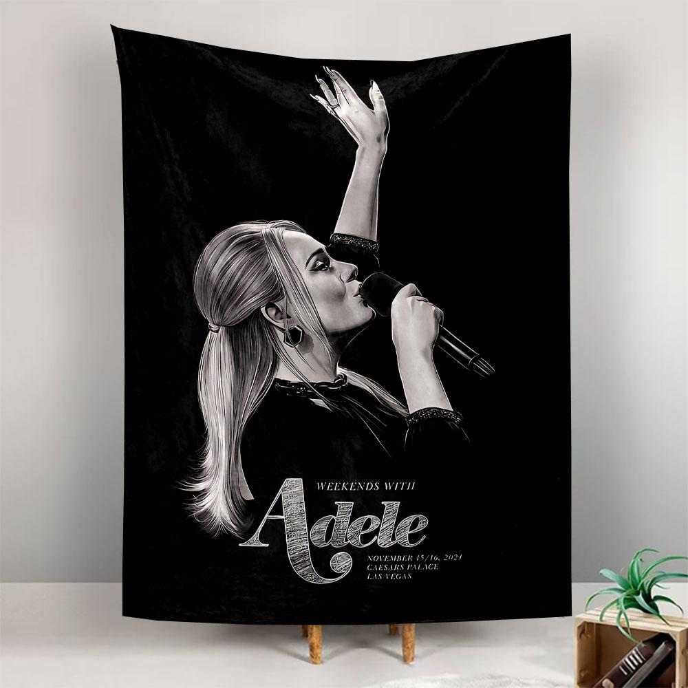 A Grayscale Illustration of a Singer Holding a Microphone On a Black Background. Patterned Tapestry for Bedroom and Living Room Home Decor