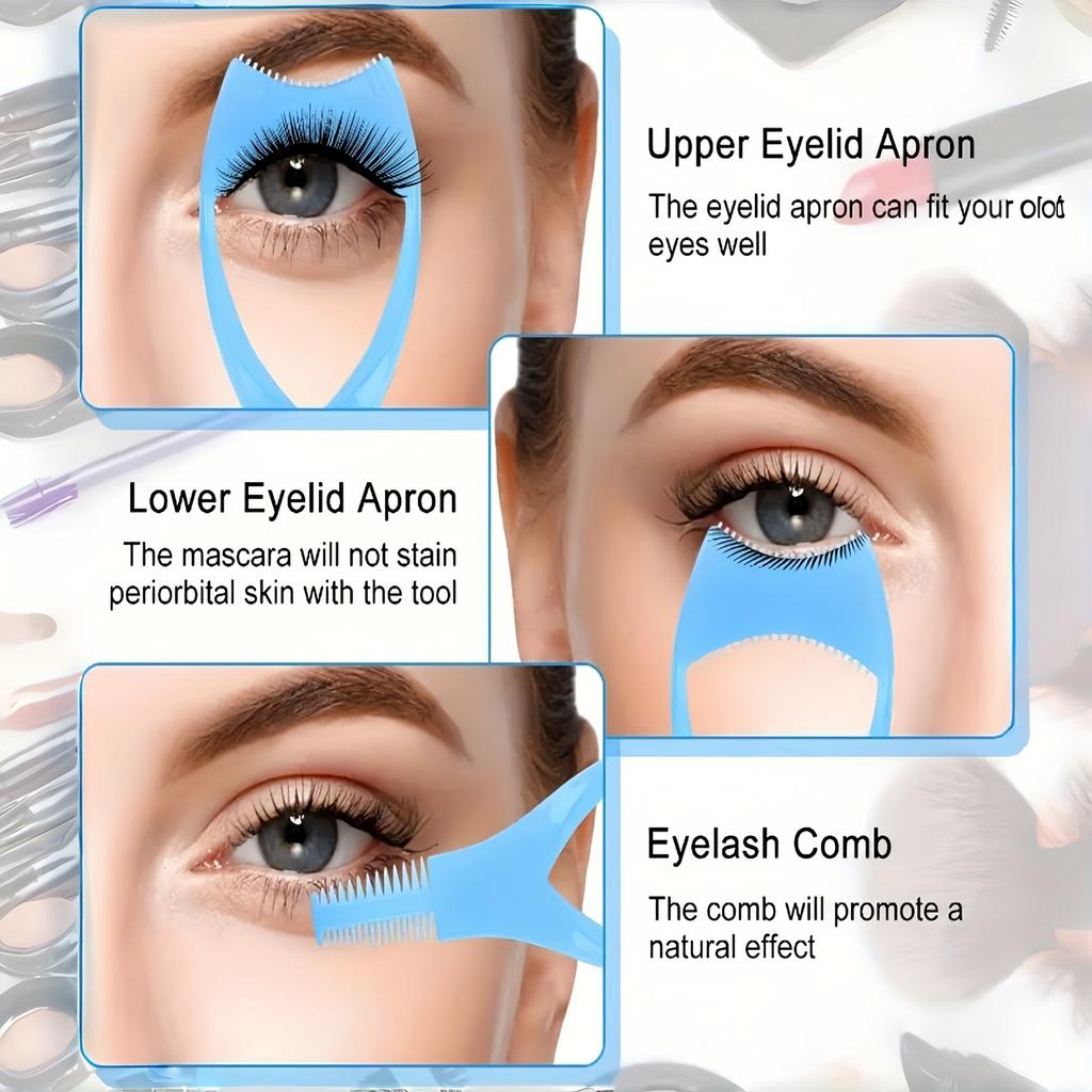 1 Stück 3-in-1 Make-up-Tool für Lidschatten, Magische Nützliche Kosmetik Mascara Wimpernkamm & Eyeliner Schablone, Applikator Hilfskarte Werkzeug, Wiederverwendbarer Make-up Helfer