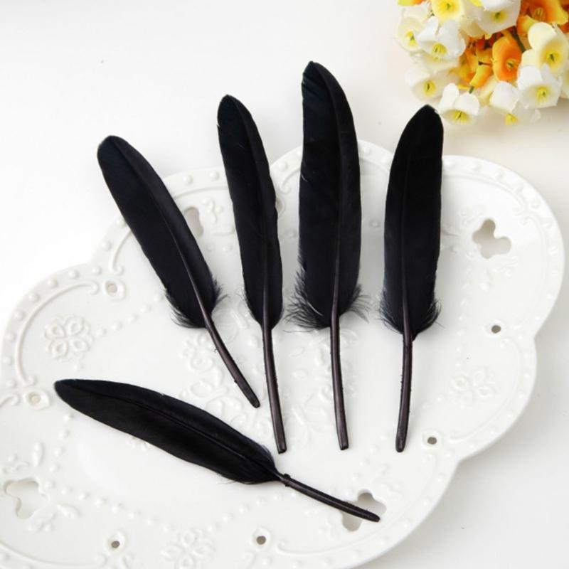 Pack Of 100 Natural Black Feather Natural Gooses Feather For Craft Wedding Decoration Hat Earrings Jewelery Making