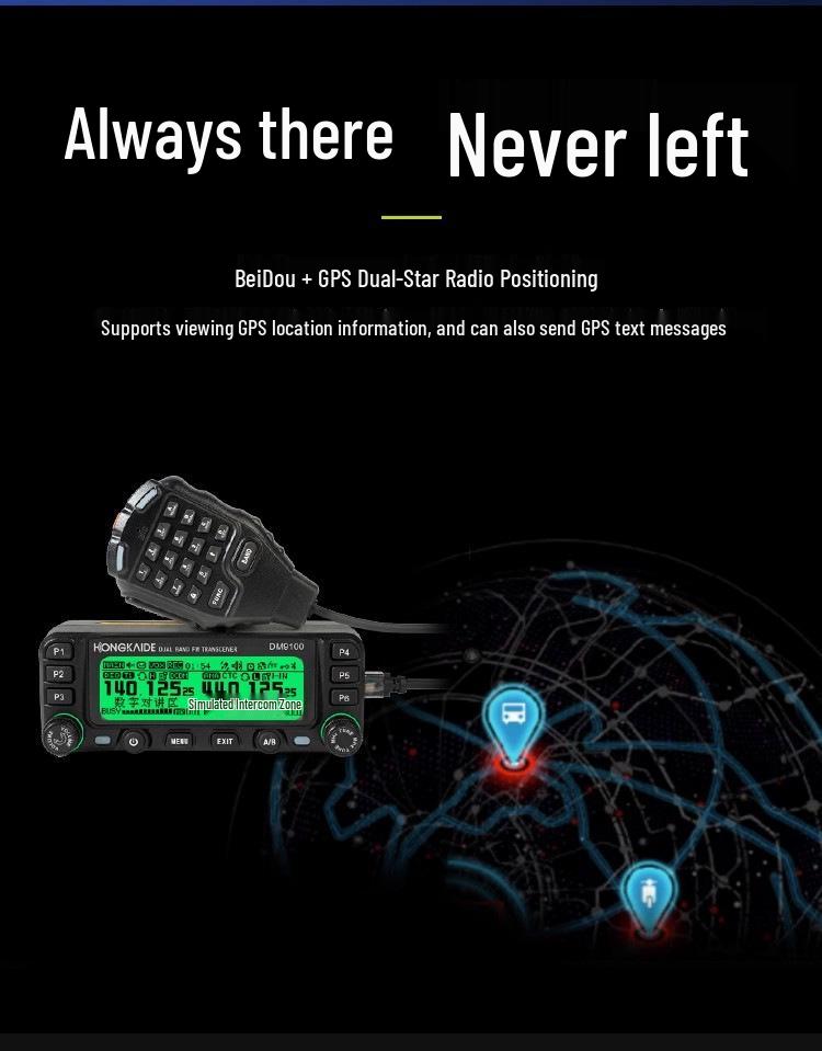 DMR DM9100 Dual Band Vehicle Radio: 25W Bluetooth GPS for Self-driving Tours