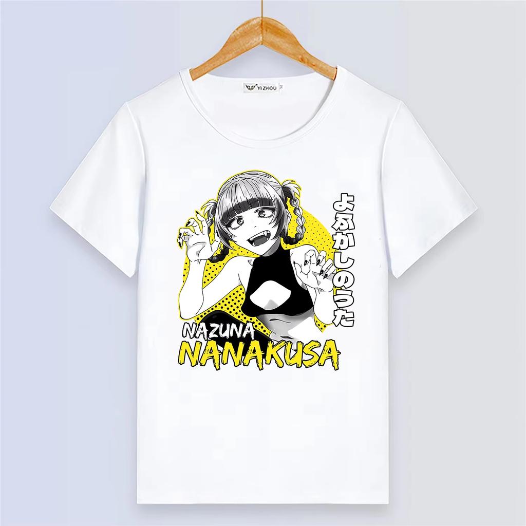 Breathable White Summer Short Sleeve Tshirt With Cartoon Print From Anime Call of the Night Unisex And Unisex TShirt