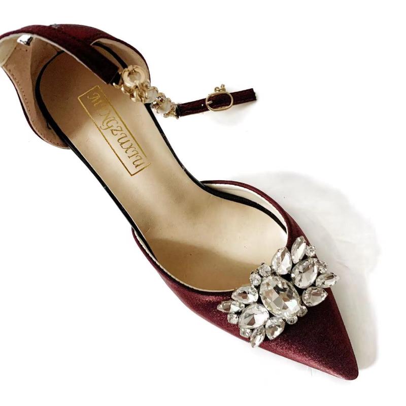 1 Pcs Fashion Shiny Crystal Shoes Decorations Clip Women Shoe Buckle Accessories High-Heeled Square Rhinestones Removable Shoes D