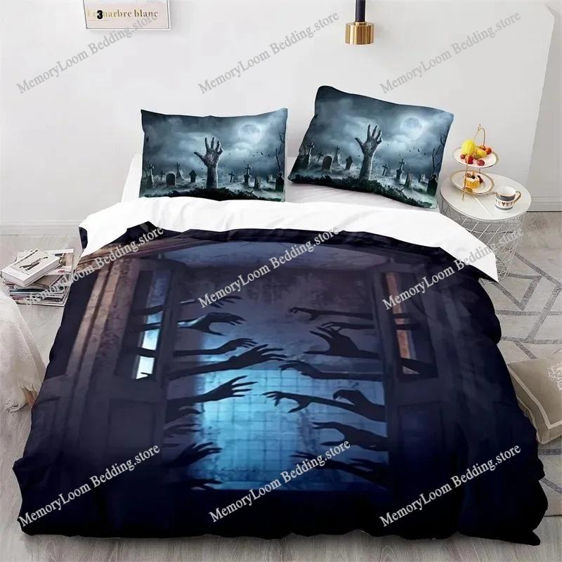 3D Print Colorful Horror Theme Spooky Bedding Set Boys Twin-Queen-King Size Duvet Cover Pillowcase Bed Kids Adult Soft Cozy