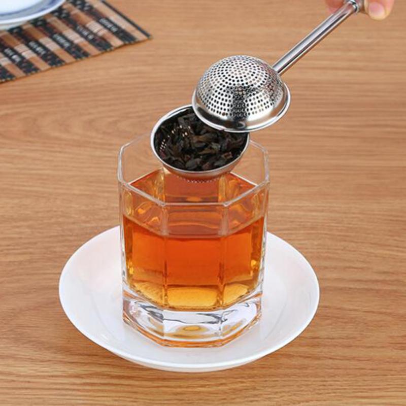 Lebensmittelechte Edelstahl-Teekanne Teesieb, Einziehbarer sphärischer Netztee-Infuser-Filter,
