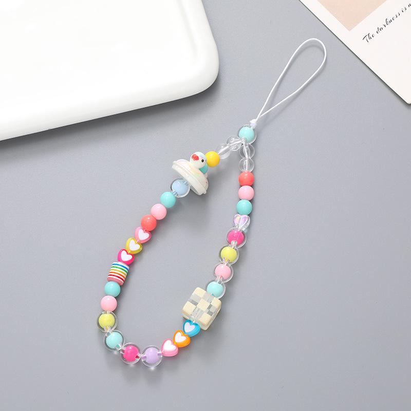 Pearl Bow Beaded Mobile Phone Lanyard Keychain Pendant Accessory