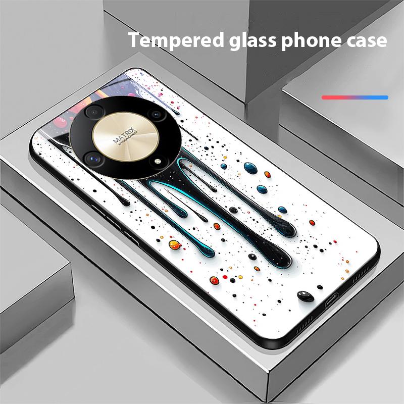 Color Ink Dot White For Honor Magic 6 50 70 90 Lite X7b 200 Pro Nova 10 Nova 5T X6 P30 Pura 70 Ultra Tempered Glass Phone Case