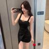 Chic 9739 Low-Cut Irregular Strap Dress: Women's Nightclub & Office Bodycon