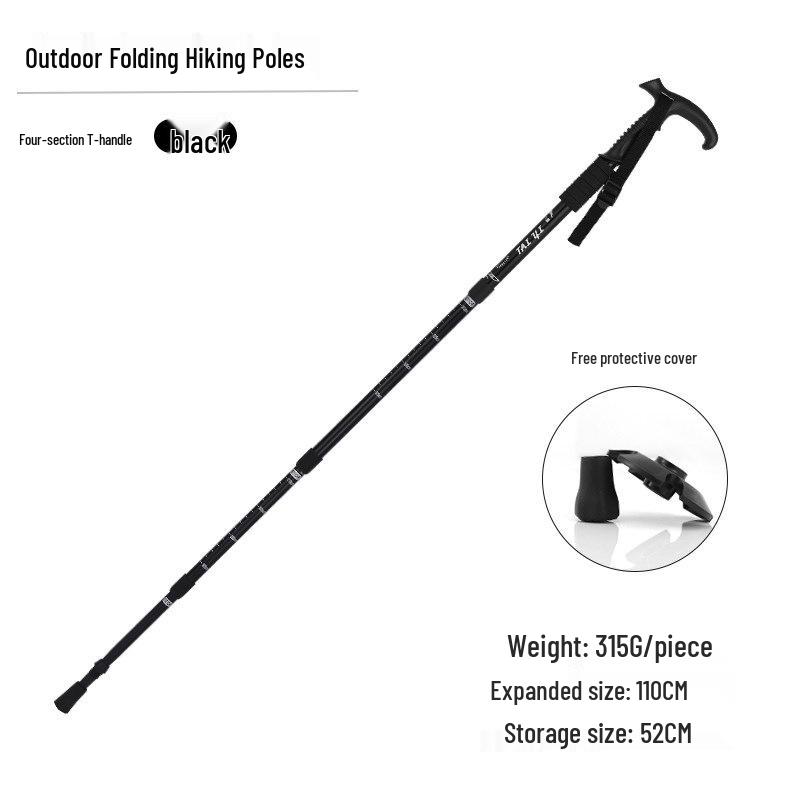 Aluminum Alloy Telescopic Hiking & Trekking Poles with Straight, T-Handle, Curved Handles for Skiing, Climbing, and Elderly Use