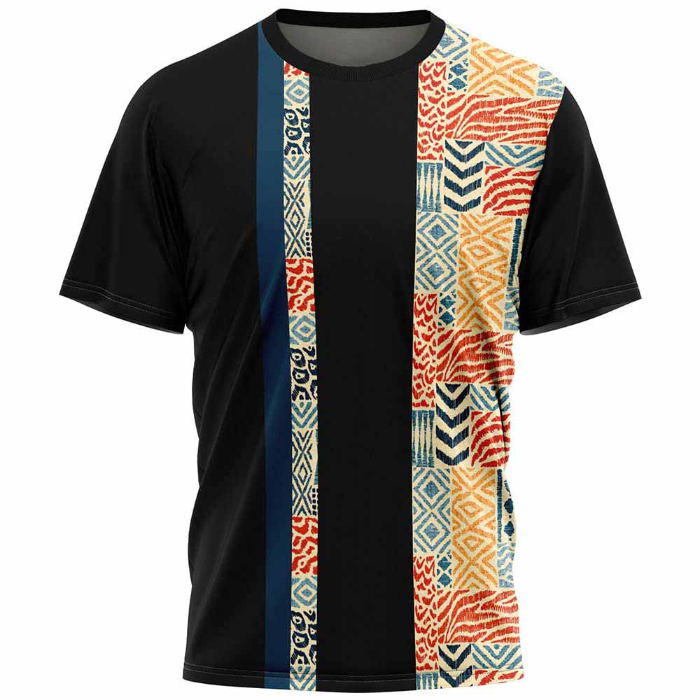 Vintage African Style Ethnic Tribal 3D Print Oversized T-shirts Summer Round Neck Fashionable Casual Short Sleeved Men's T-shirts