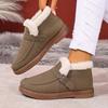 Women's Winter Boots - Slip-On Warm Shoes with Cushioned Insole, Brown & Fluffy Interior Lining - Non-Slip PVC Outsole for Cold Weather