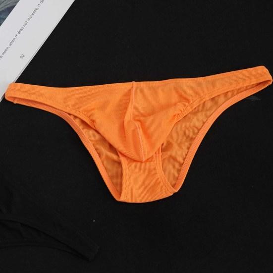 Men Briefs Low-Rise Solid Color Breathable Comfortable Panties Triangle Style Thin Underwear U-convex