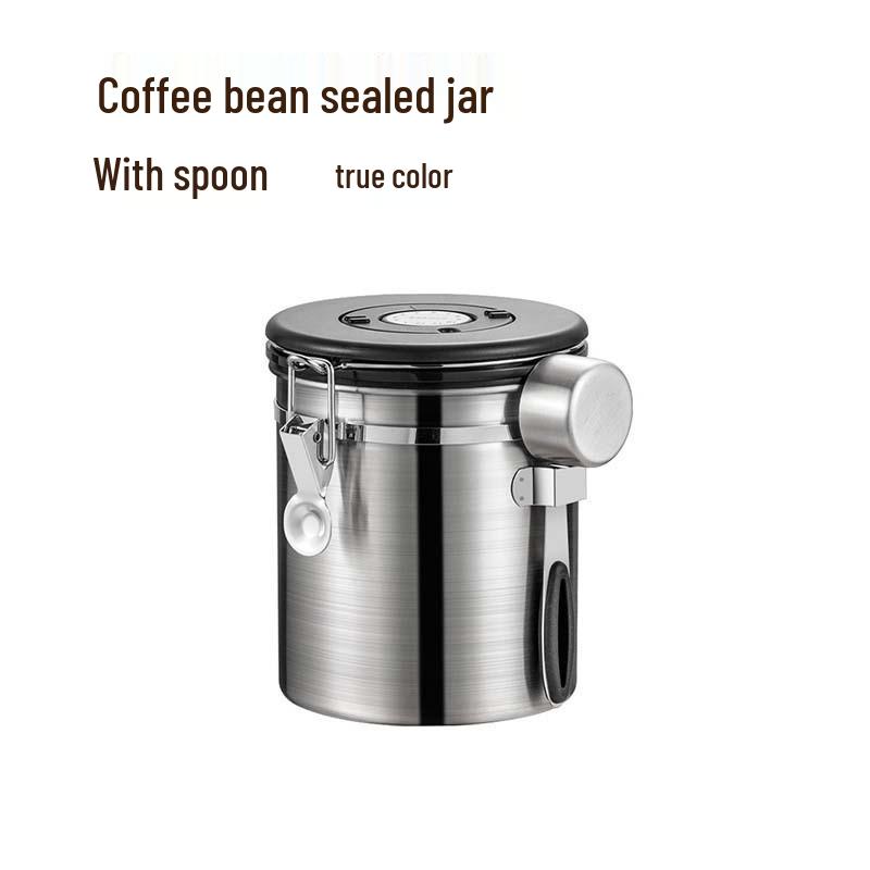 304 Stainless Steel Airtight Coffee Canister with Date Tracker and Exhaust Valve for Freshness