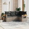 Vidaxl 4-Cz. Garden Lounge Set, Cushions, Grey, Rattan PE