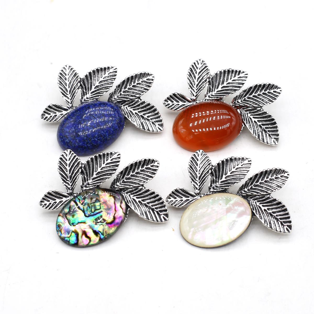 

Брошь из ракушки из натурального камня в винтажном стиле из сплава