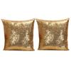 Luxurious Satin Sequin Pillow Cover 17 Inches With Handpainted Floral Design For Home Decor