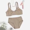 European and American Plus Size Women's Bra Set Front Buckle No Steel Ring Seamless Underwear Full Cup Comfortable Panties