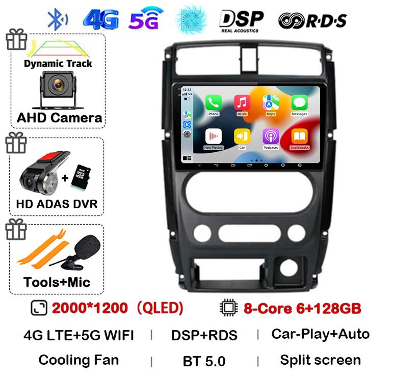 Android 14 Carplay Auto Car Radio For Suzuki Jimny 3 2005 - 2019 Multimedia Video Player Navigation GPS Stereo WIFI+4G Head Unit