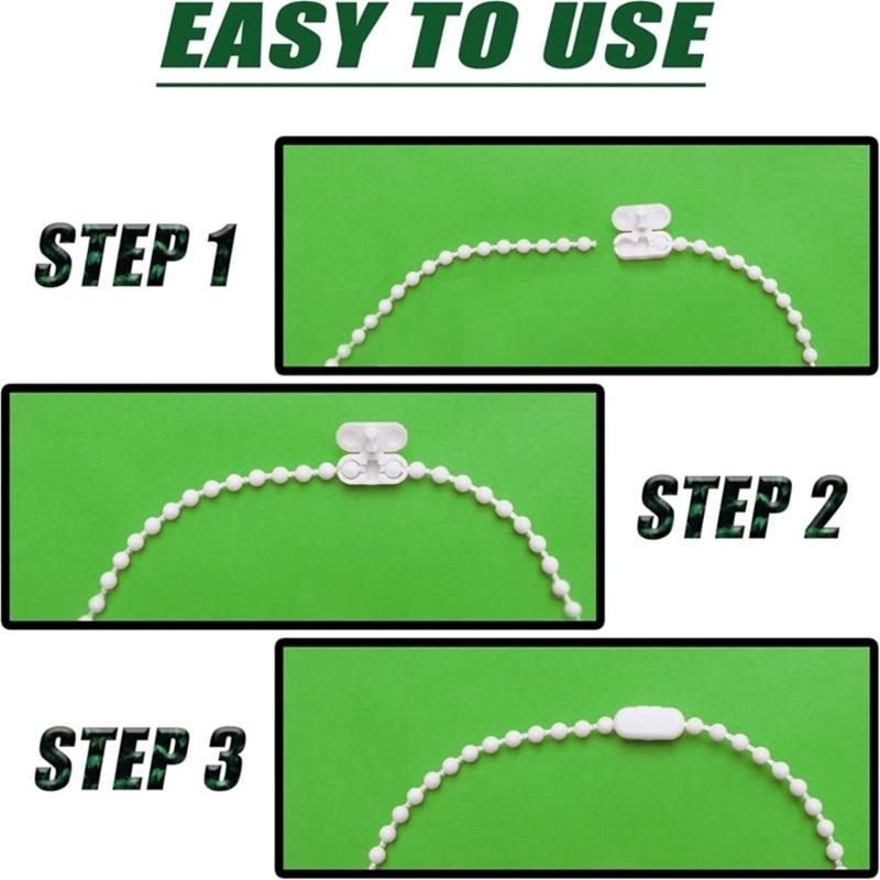 8 Meter Rollokord mit 8 Stück Rollokettenverbindern für Rollo, Römer-, Vertikal-, Jalousie