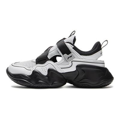 Li Ning Kids Mesh Comfortable Simple Breathable Lightweight Shock Absorption Low Top Casual Shoes Kids Sneaker Black Standard-White YKCV078-7