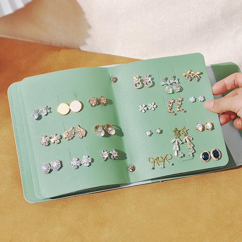 Portable Jewelry Pouch Creative  Earrings Multi-Layered Pu Leather Jewelry Bag