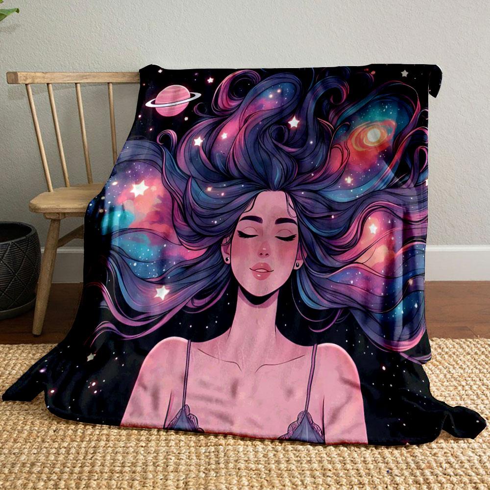 Galaxy Dreaming Girl Blanket print blanket soft and cozy perfect for the living room bed sofa or a nap,gift