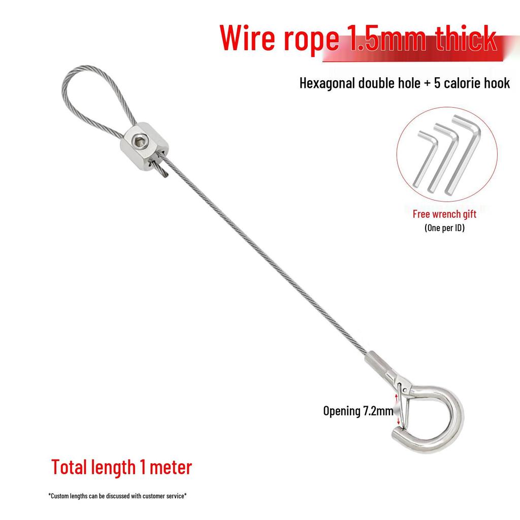 304 Stainless Steel Wire Rope Lock Buckle, 1-4mm Adjustable Hanging Picture and Lighting Wire Hook Adjuster