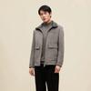 Men's Winter Wool-Blend Coat with Faux Fur Collar and Large Pockets