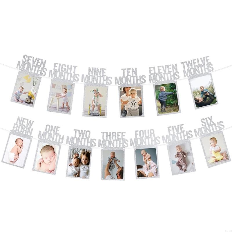 62KD 1st Birthday Photo Banners Decorations for Baby from Newborns To 12 Months