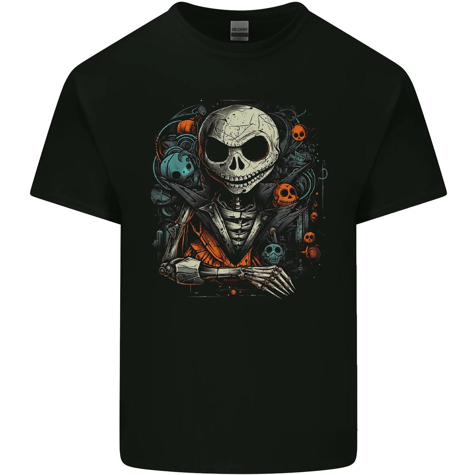 Jack Skeleton Halloween Evil Demon Mens Cotton T-Shirt Tee Top S разноцветный